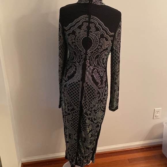 Fashion Nova 1XL black long dress with silver beads - Picture 6 of 13